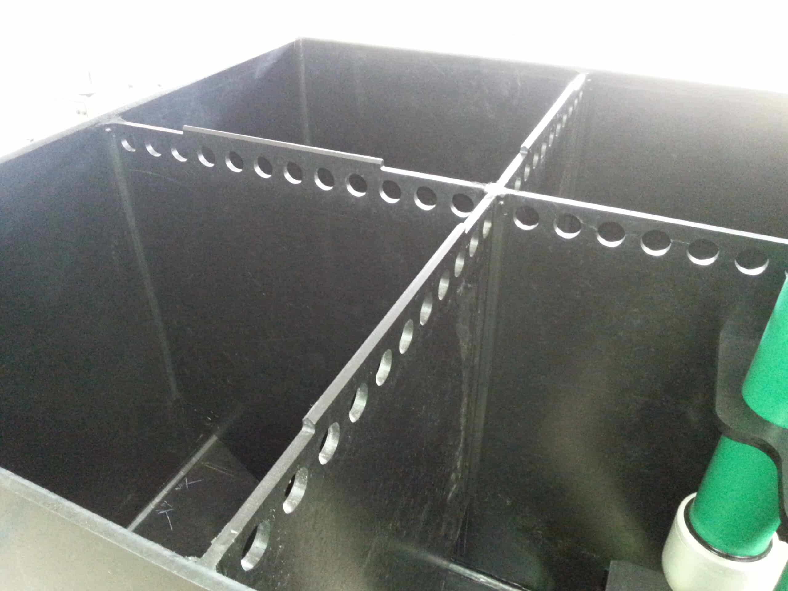 Internal view of HDPE water tank showing welded baffles by P&M Plastics