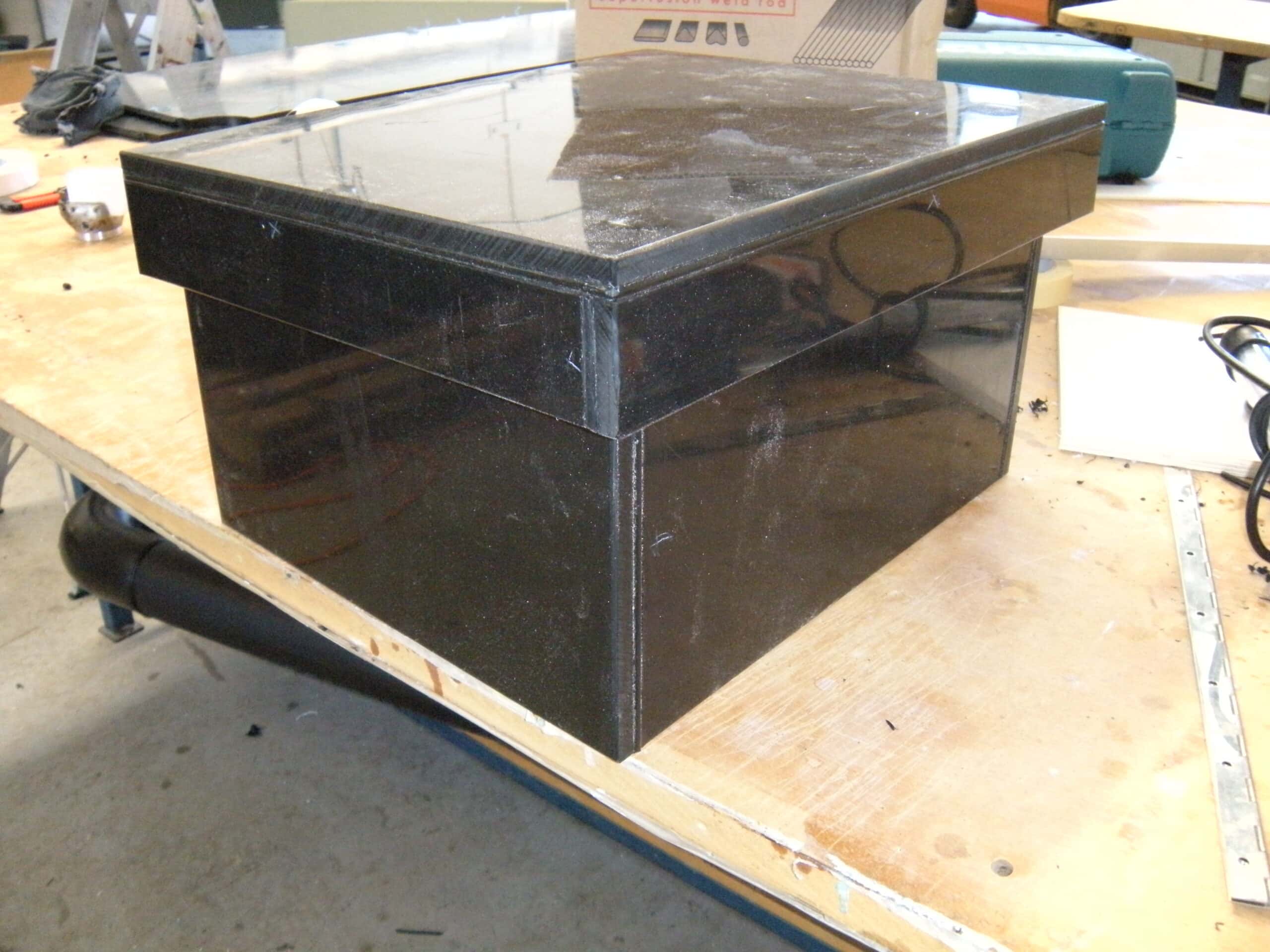 Polyethylene tank top access box fabricated by P&M Plastics Gold Coast