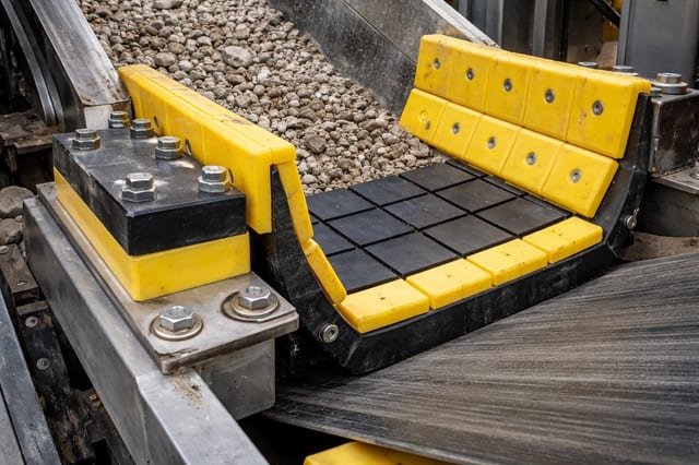 Conveyor System with Impact Pads Wear Blocks 1