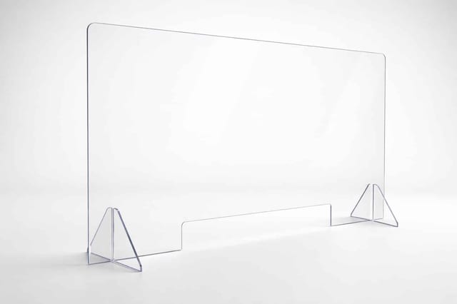 Clear acrylic sneeze guard setup
